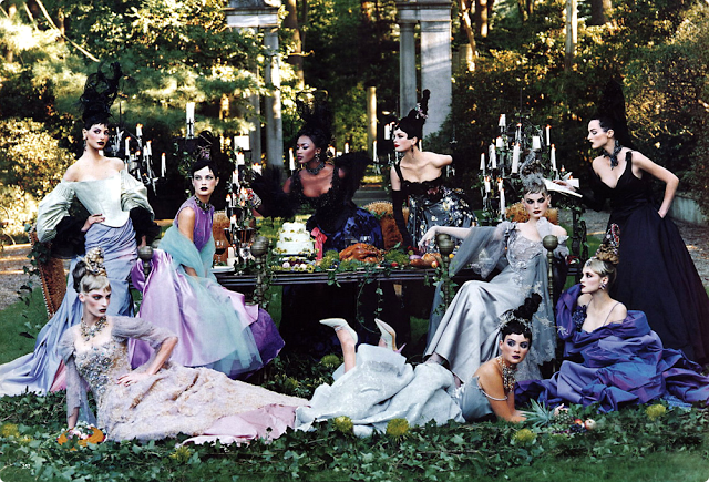 www.LoyalRoyal.me photography by Steven Meisel styled by Grace Coddington for Vogue Dec 1996. The Fashions are Christian Lacroix Haute Couture